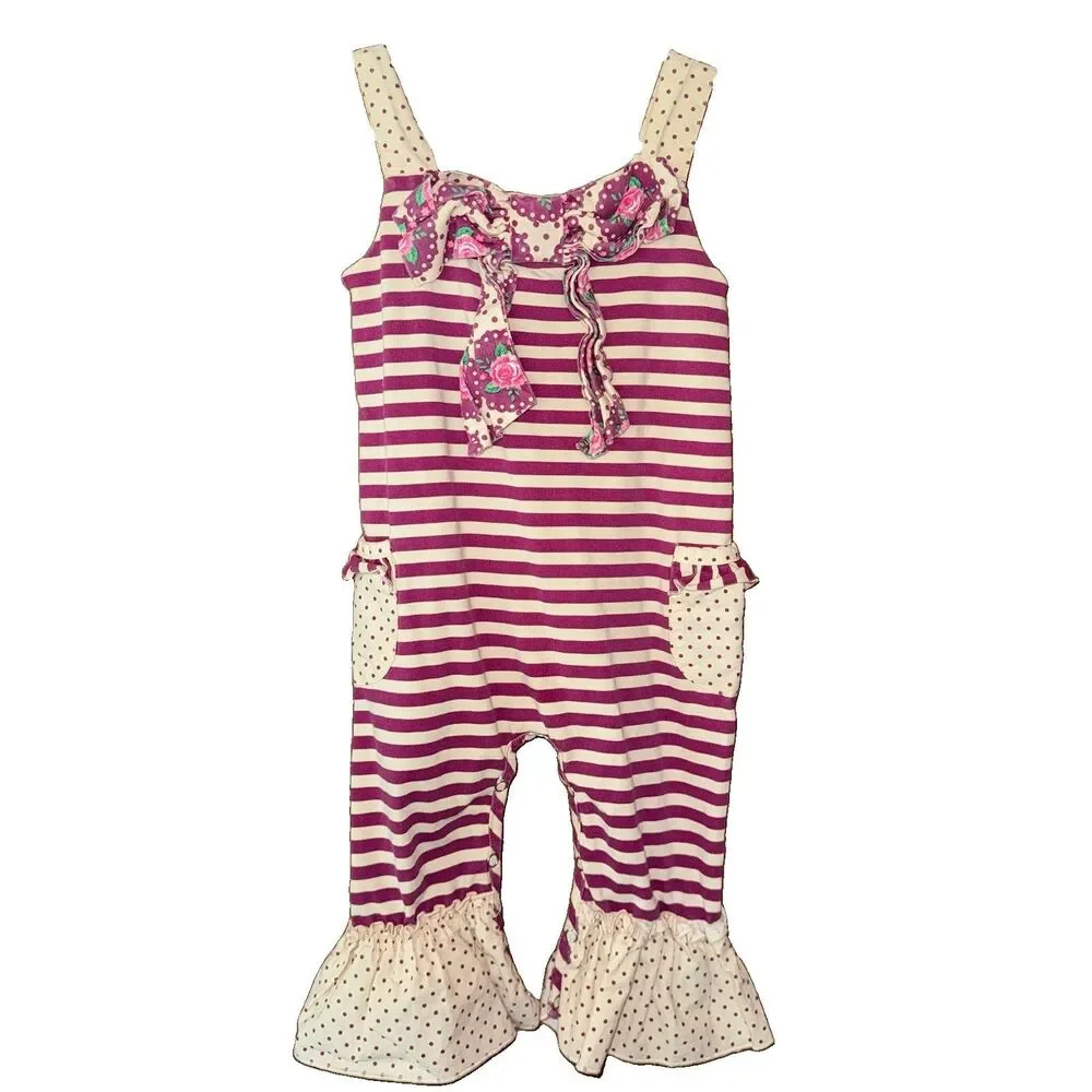Serendipity Baby Girls Ruffles Bow One Piece Overalls Romper Outfit 18M